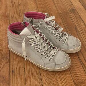 Grey and Pink P448 High Top Sneakers